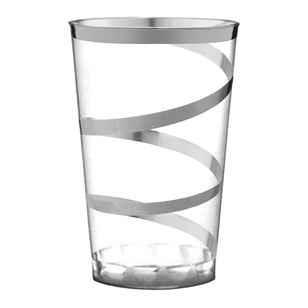 Smarty Had A Party 12 oz Clear with Silver Swirl Round Disposable Plastic Tumblers 240 Cups, 240PK 514-S-CASE - main